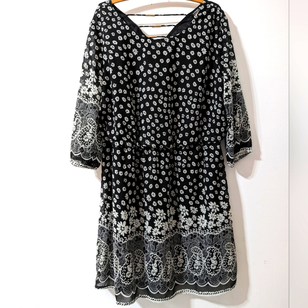 Indulge Black White Dress Size 2X NEW